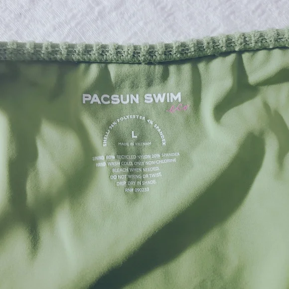PACSUN Eco Green "Avalon" Terry Ribbed High Cut Bikini Bottom - Picture 8 of 11